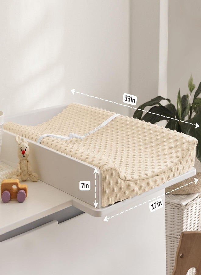 Susurration Changing Pad Covers 2Pack Minky Dots Plush Diaper Change Table Covers 33x17x7in Ultra Soft Changing Pad Sheets for Unisex Baby Girls Boys (Brown&Cream) - Image 3